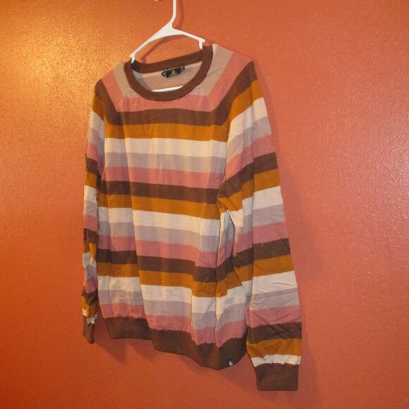 Volcom Youth Girl XX Large Brown Orange Soft Striped Warm Long Sleeve Sweater - Picture 3 of 7